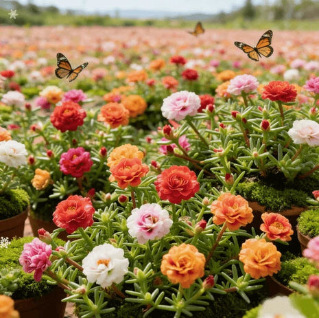 🌸 Double Flowered Moss Rose Seeds – 🌿Perennial Flower Seeds / Large Flowers / Easy to Grow