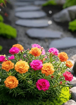 🌸 Double Flowered Moss Rose Seeds – 🌿Perennial Flower Seeds / Large Flowers / Easy to Grow