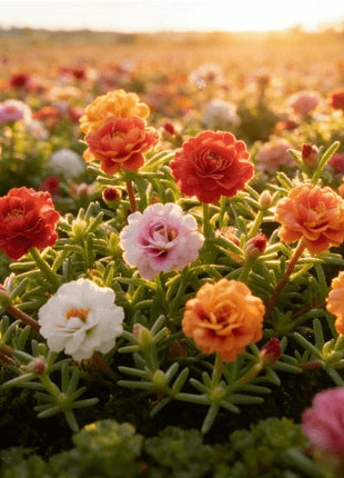 🌸 Double Flowered Moss Rose Seeds – 🌿Perennial Flower Seeds / Large Flowers / Easy to Grow