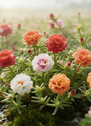 🌸 Double Flowered Moss Rose Seeds – 🌿Perennial Flower Seeds / Large Flowers / Easy to Grow
