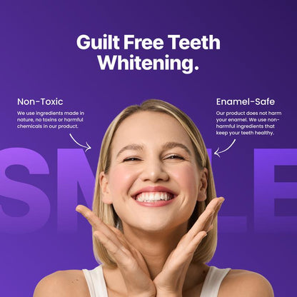 DRDENT Purple Teeth Whitening Strips - 7/21 Whitening Sessions - Safe for Enamel - Non Sensitive Teeth Whitening - Peroxide-Free + Mouth Opener Included Oral