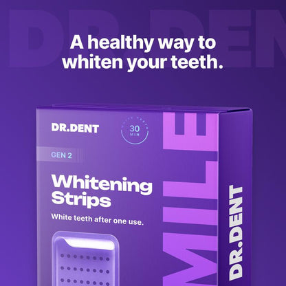 DRDENT Purple Teeth Whitening Strips - 7/21 Whitening Sessions - Safe for Enamel - Non Sensitive Teeth Whitening - Peroxide-Free + Mouth Opener Included Oral