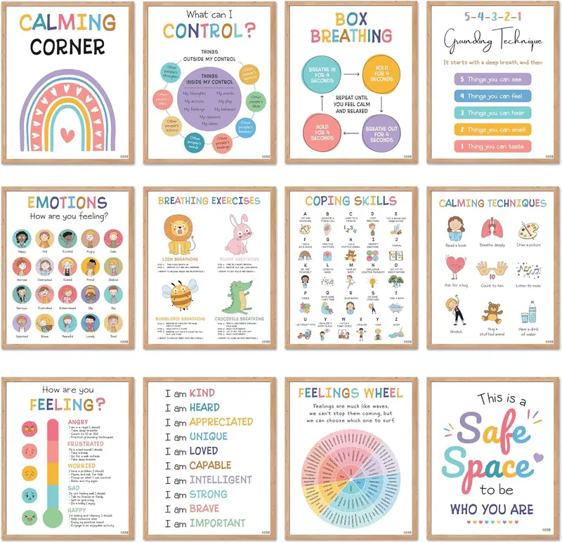 ✨📚12-Calm Poster Set – Teach Emotions & Self-Regulation in Any Classroom or Therapy Space🌈