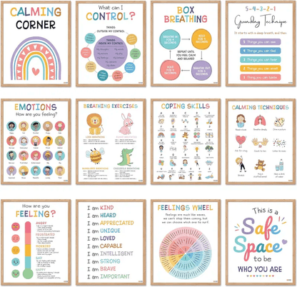 ✨📚12-Calm Poster Set – Teach Emotions & Self-Regulation in Any Classroom or Therapy Space🌈