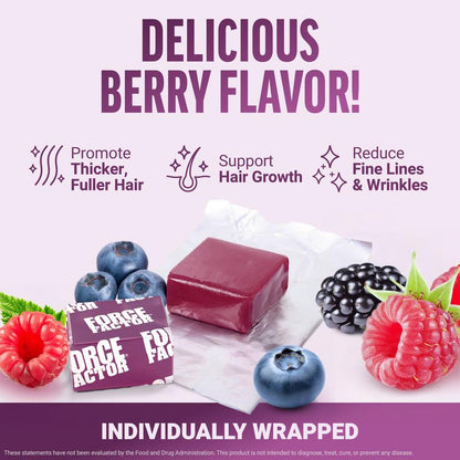 Force Factor Hair Growth Accelerator with Clinically Proven Lustriva to Promote Thicker, Stronger Hair, Biotin, Vitamin E & C, Mixed Berry, 60 Silicon