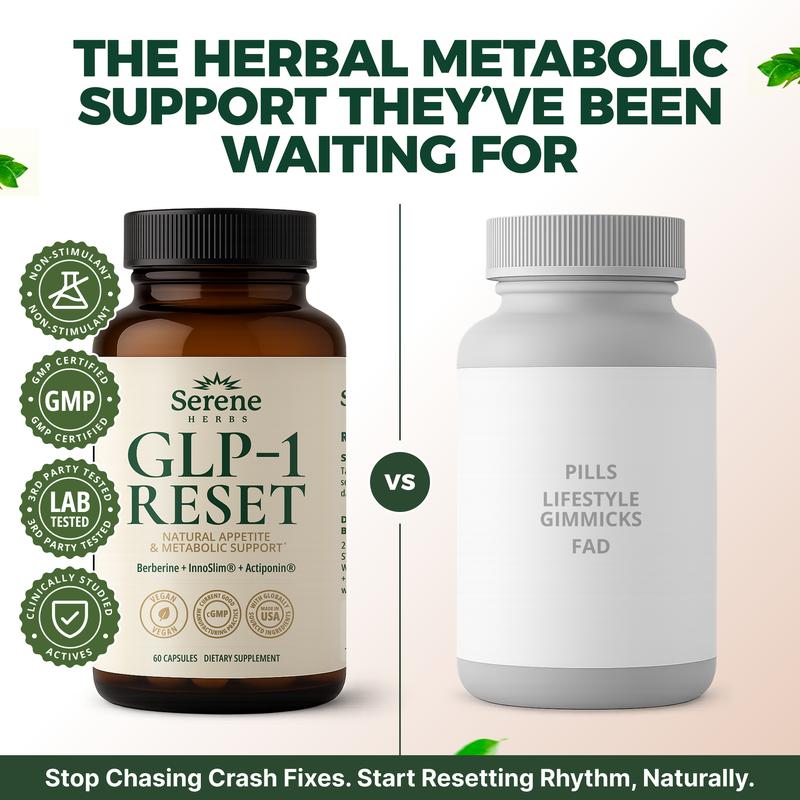 GLP-1 Supplement for Women and Men – Metabolic Support – with Berberine, InnoSlim, Actiponin & African Mango – Natural GLP-1 Activator – 60 Capsules – Non-GMO by Serene Herbs