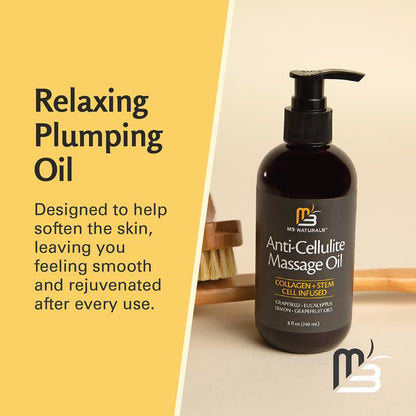 Anti-Cellulite Body Oil 8oz 💧 Firm, Smooth & Hydrate – Collagen-Infused Skincare by M3 Naturals