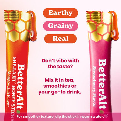 Women’s Multi-Mineral Honey Sticks 🍓 Shilajit, Shatavari & Saffron | Hormonal Balance & Energy | 30 Pack