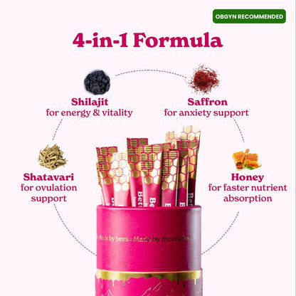 Women’s Multi-Mineral Honey Sticks 🍓 Shilajit, Shatavari & Saffron | Hormonal Balance & Energy | 30 Pack