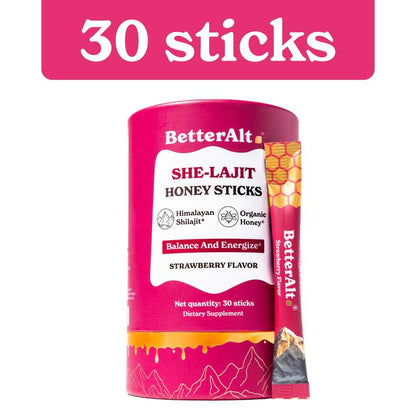 Women’s Multi-Mineral Honey Sticks 🍓 Shilajit, Shatavari & Saffron | Hormonal Balance & Energy | 30 Pack