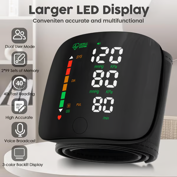 📢Last Day 49% OFF🔥[2025 Upgraded] Wrist Blood Pressure Monitor Led Display
