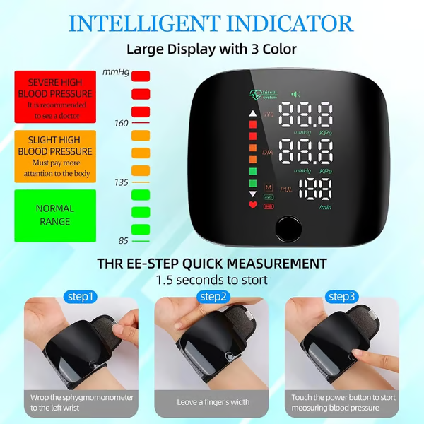 📢Last Day 49% OFF🔥[2025 Upgraded] Wrist Blood Pressure Monitor Led Display