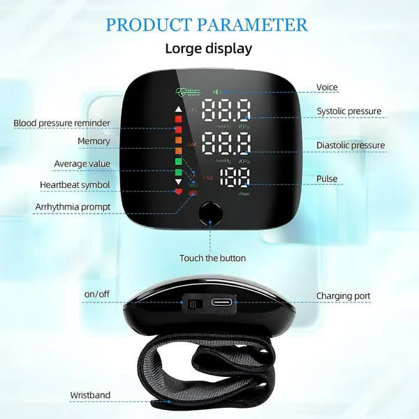 📢Last Day 49% OFF🔥[2025 Upgraded] Wrist Blood Pressure Monitor Led Display