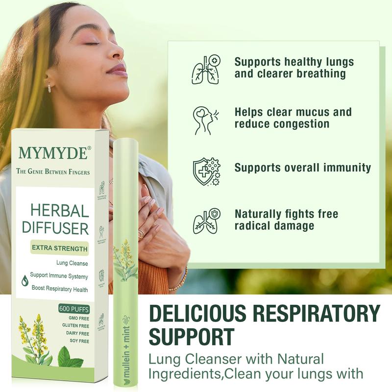 MYMYDE 🌿 Thyme & Mint Extracts | Herbal Diffusion Pen Stick | Lung Detox & Oral Freshening Relaxation Solution