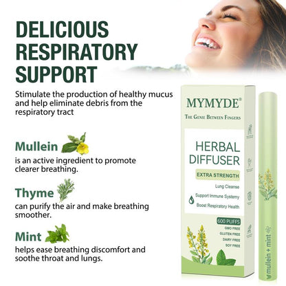 MYMYDE 🌿 Thyme & Mint Extracts | Herbal Diffusion Pen Stick | Lung Detox & Oral Freshening Relaxation Solution