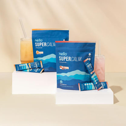 Nello Supercalm 🌿 Calming Drink Mix | With Ashwagandha, Vitamin D3, Magnesium & L-Theanine | Supports Stress Relief, Mood & Sleep | 20 Travel Packets