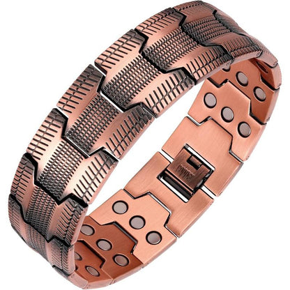 Feraco Men's Copper Magnetic Bracelet – 99.99% Pure Copper, 3X Ultra Strength, 3500 Gauss Magnets, Adjustable