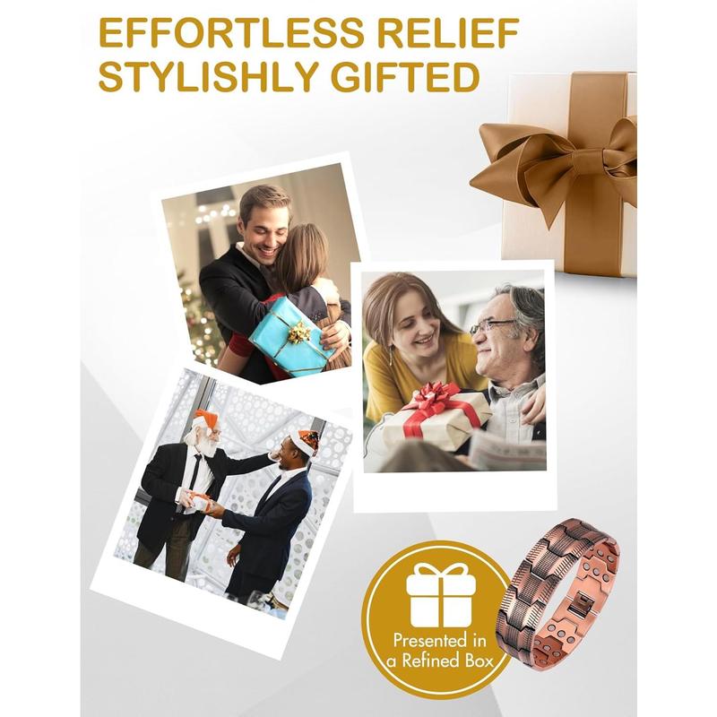 Feraco Men's Copper Magnetic Bracelet – 99.99% Pure Copper, 3X Ultra Strength, 3500 Gauss Magnets, Adjustable