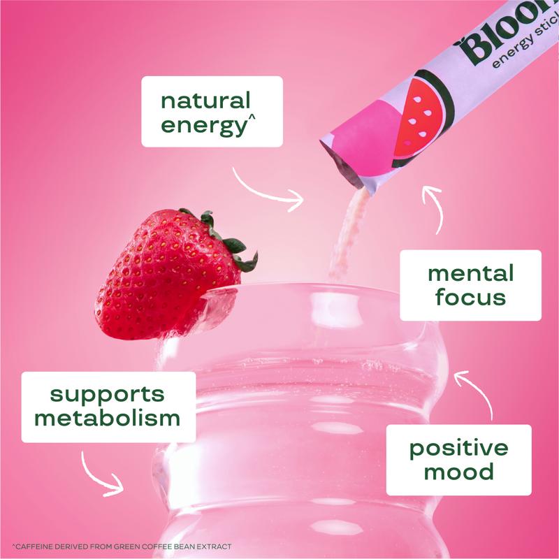 Bloom Nutrition Energy Sticks (10 Sticks) – Focus & Metabolism Support – Natural Caffeine & B Vitamins