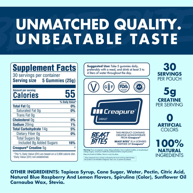 Creatine Infused Gummies - Beast Bites (Made with Creapure & NSF Certified for Sport)