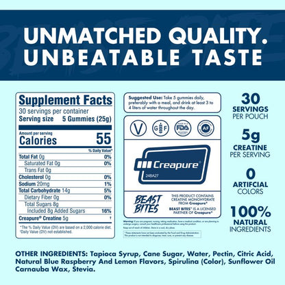 Creatine Infused Gummies - Beast Bites (Made with Creapure & NSF Certified for Sport)
