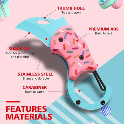 Pink Donut Pocket Knife 🍩 Mini Folding EDC Utility Knife for Everyday Carry – Cute, Sharp & Practical Gift for Women & Men