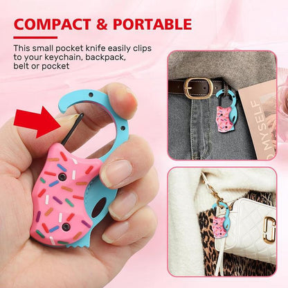 Pink Donut Pocket Knife 🍩 Mini Folding EDC Utility Knife for Everyday Carry – Cute, Sharp & Practical Gift for Women & Men