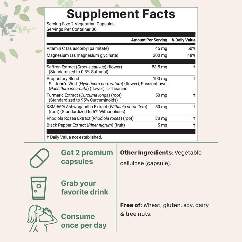 Micro Ingredients Saffron+ Advanced Supplements, 60 Veggie Capsules