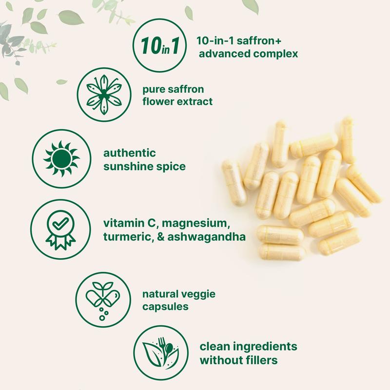 Micro Ingredients Saffron+ Advanced Supplements, 60 Veggie Capsules