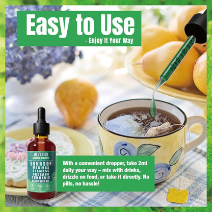 🌿 VYXION Pure Soursop 10-in-1 Liquid Drops – Seamoss, Moringa, Black Seed & Turmeric Blend for Natural Wellness & Energy Boost 💧