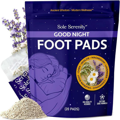 🌙 Sole Serenity Detox Foot Pads – Zeolite & Ashwagandha | Overnight Cleansing, Stress & Pain Relief with Magnesium, GABA, Valerian & Lavender
