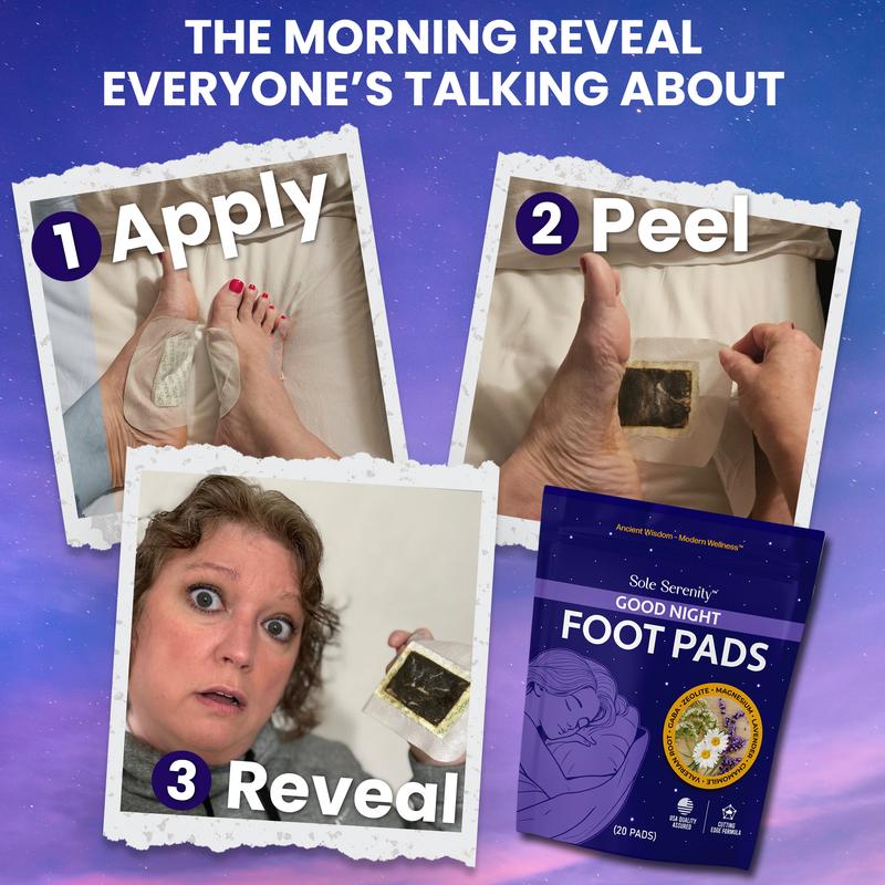🌙 Sole Serenity Detox Foot Pads – Zeolite & Ashwagandha | Overnight Cleansing, Stress & Pain Relief with Magnesium, GABA, Valerian & Lavender