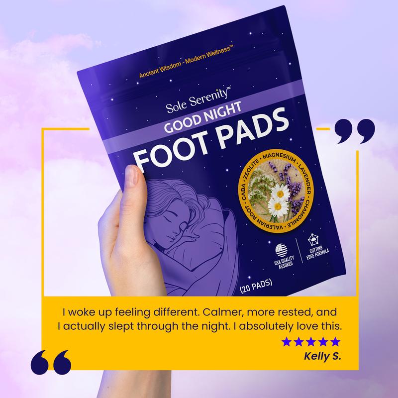 🌙 Sole Serenity Detox Foot Pads – Zeolite & Ashwagandha | Overnight Cleansing, Stress & Pain Relief with Magnesium, GABA, Valerian & Lavender