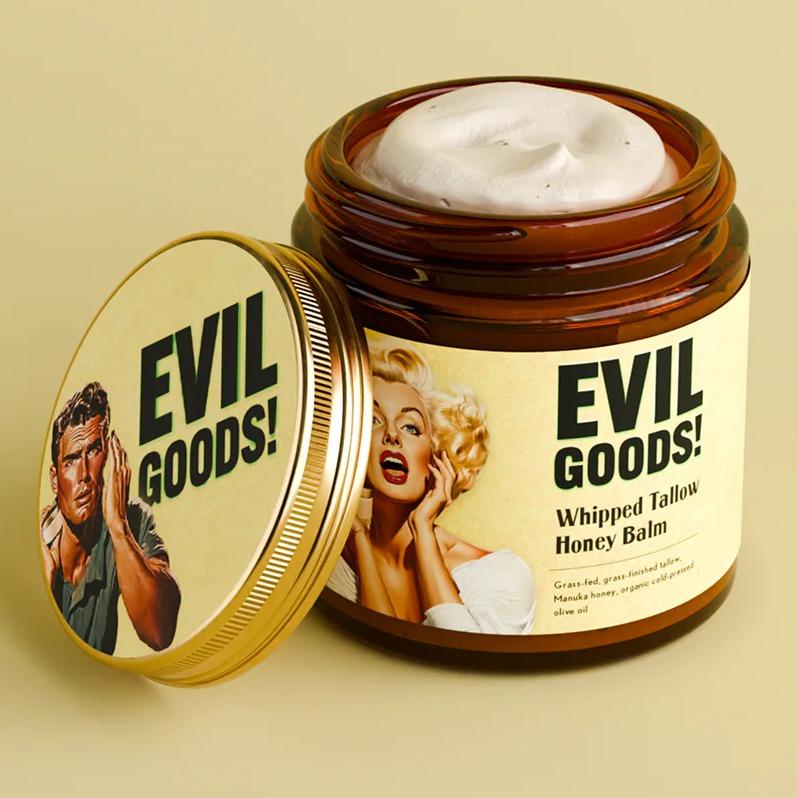 EVIL GOODS Whipped Beef Tallow & Manuka Honey 🐝 Nourishing Face & Body Cream | 100% Natural Hydrating Moisturizer for Soft, Healthy Skin