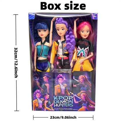 Kpop Demon Hunters Anime Action Figure Doll (11.5") 🖤 12 Movable Joints | Rumi, Mira & Zoey Collectibles | Mystery Box Gift for Fans, Desk Display & Festivals