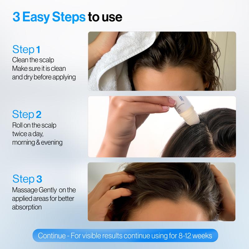Hair Growth Serum 🚀 | 3% Rosemary & DHT Blocker | Non-Oily Roll-On 💧