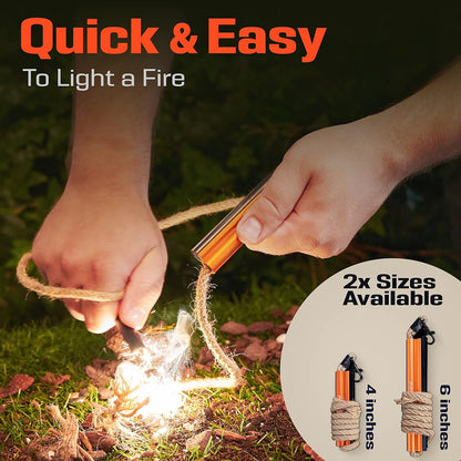Prepared4X Emergency Survival Tool – All-in-One Outdoor Gear with Waterproof Wick Rope & Steel Striker for Camping Hiking & Survival Kits