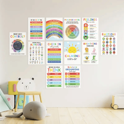 ✨📚12-Calm Poster Set – Teach Emotions & Self-Regulation in Any Classroom or Therapy Space🌈